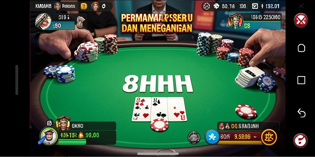 Tampilan gameplay strategi poker yang seru di 8HHH.