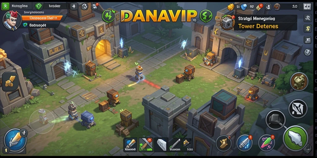 Tampilan gameplay menegangkan dari DANAVIP Tower Defense.