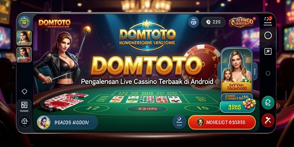 Screenshot gameplay Live Casino DOMTOTO dengan dealer profesional dan suasana kasino.