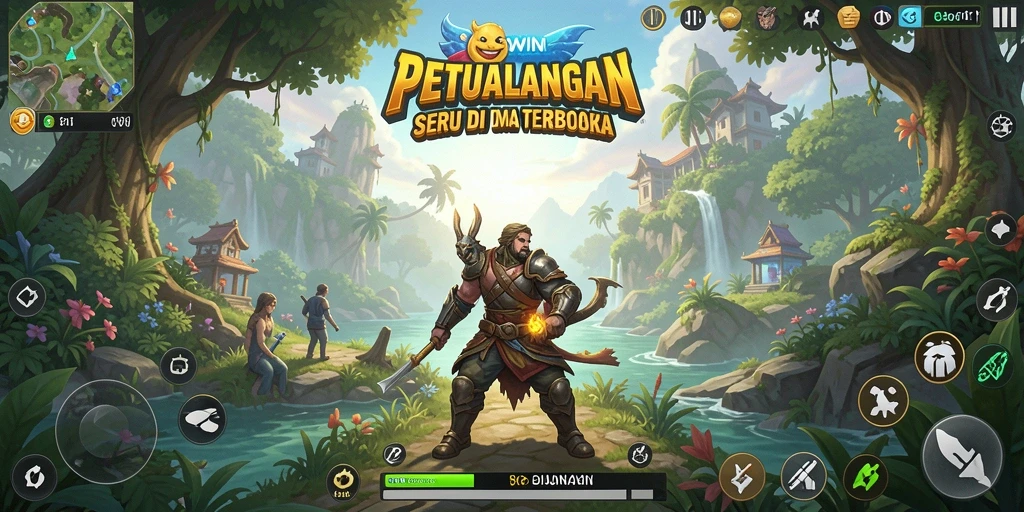 Tampilan gameplay GOWIN yang menawan di dunia terbuka yang luas.