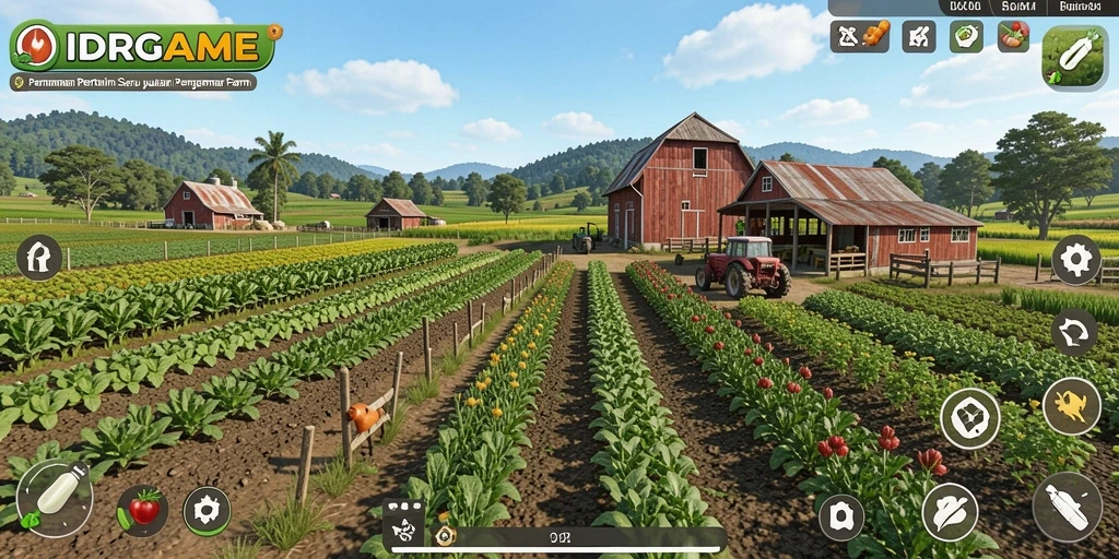 Screenshot gameplay IDRGAME dengan tampilan pertanian yang menarik.