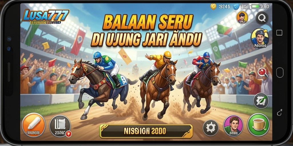 Screenshot gameplay LUSA777 menampilkan aksi balapan yang mendebarkan.