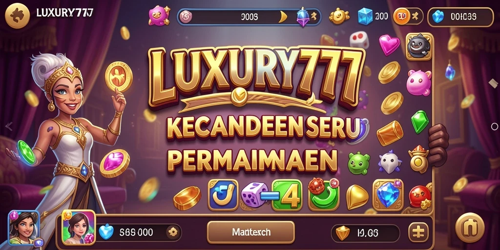 Screenshot gameplay LUXURY777 yang penuh warna dan seru.