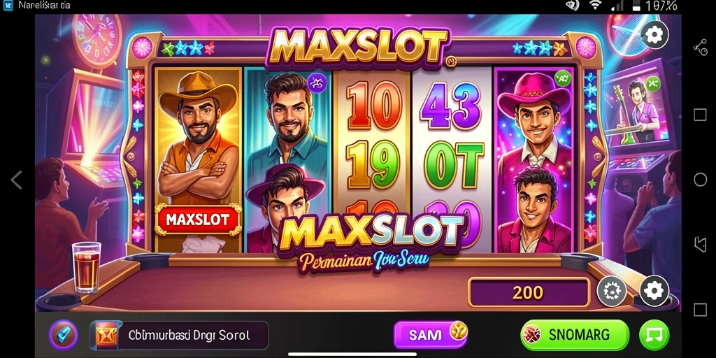 Tampilan gameplay seru di aplikasi MAXSLOT dengan suasana slot yang menegangkan.