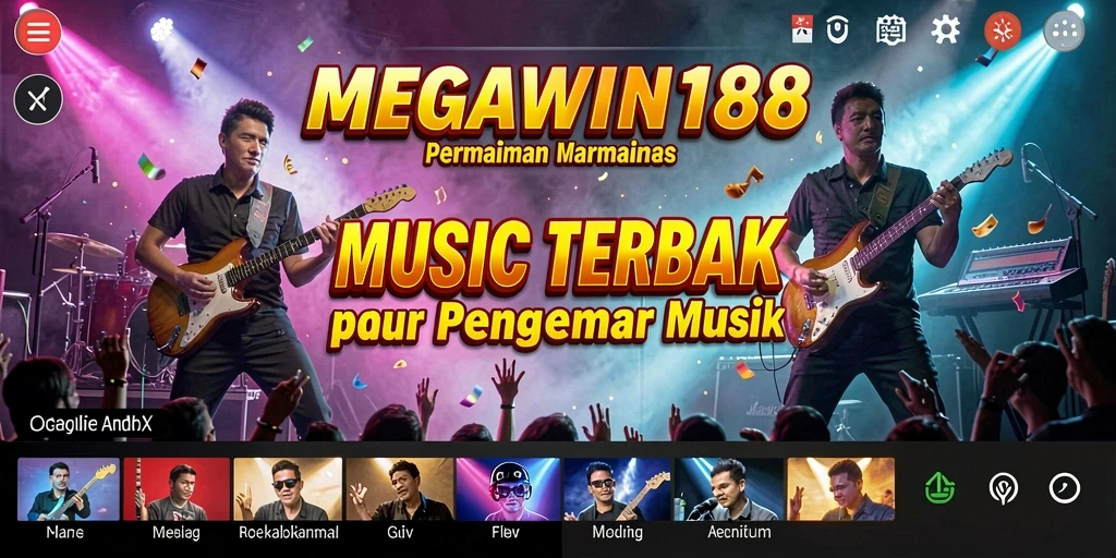 Screenshot gameplay MEGAWIN188 menampilkan antarmuka aplikasi musik yang interaktif.