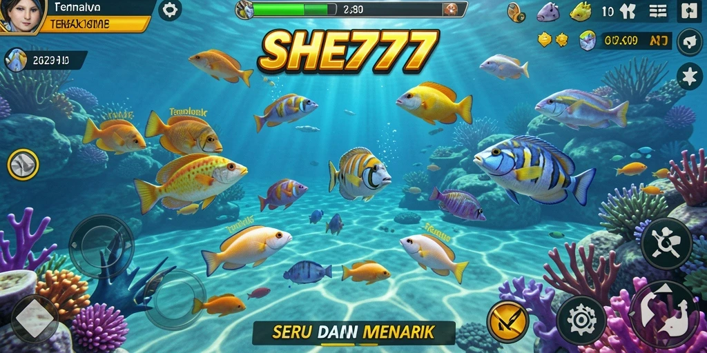 Tampilan gameplay Tembak Ikan yang seru dan menantang di SHE777.