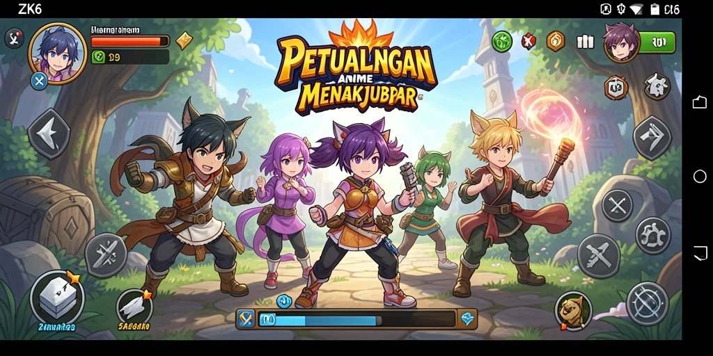 Screenshot gameplay ZK6 yang menampilkan aksi karakter Anime.